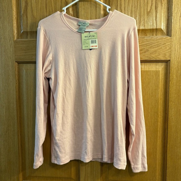 White Stag Tops - Vtg White Stag Women’s L/S Tee Shirt Stretch Top Solid “Bluish Pink” 14W 16W NWT
